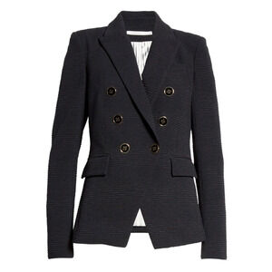 Veronica Beard Textured Black Blazer with Gold Buttons
